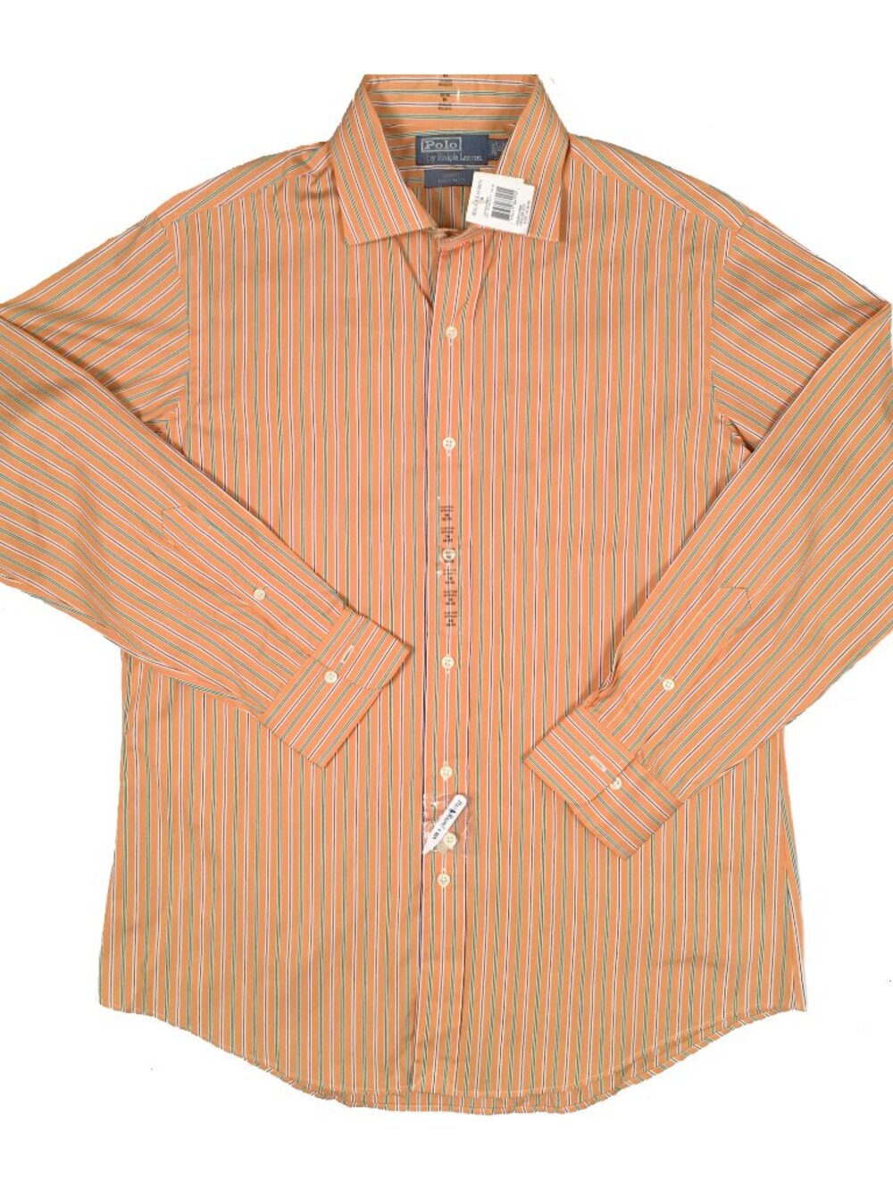 NEW Polo Ralph Lauren Regent Dress Shirt! 16.5 34 35 Orange Stripe Custom Fit